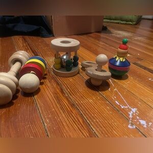 Wooden rattles and toys